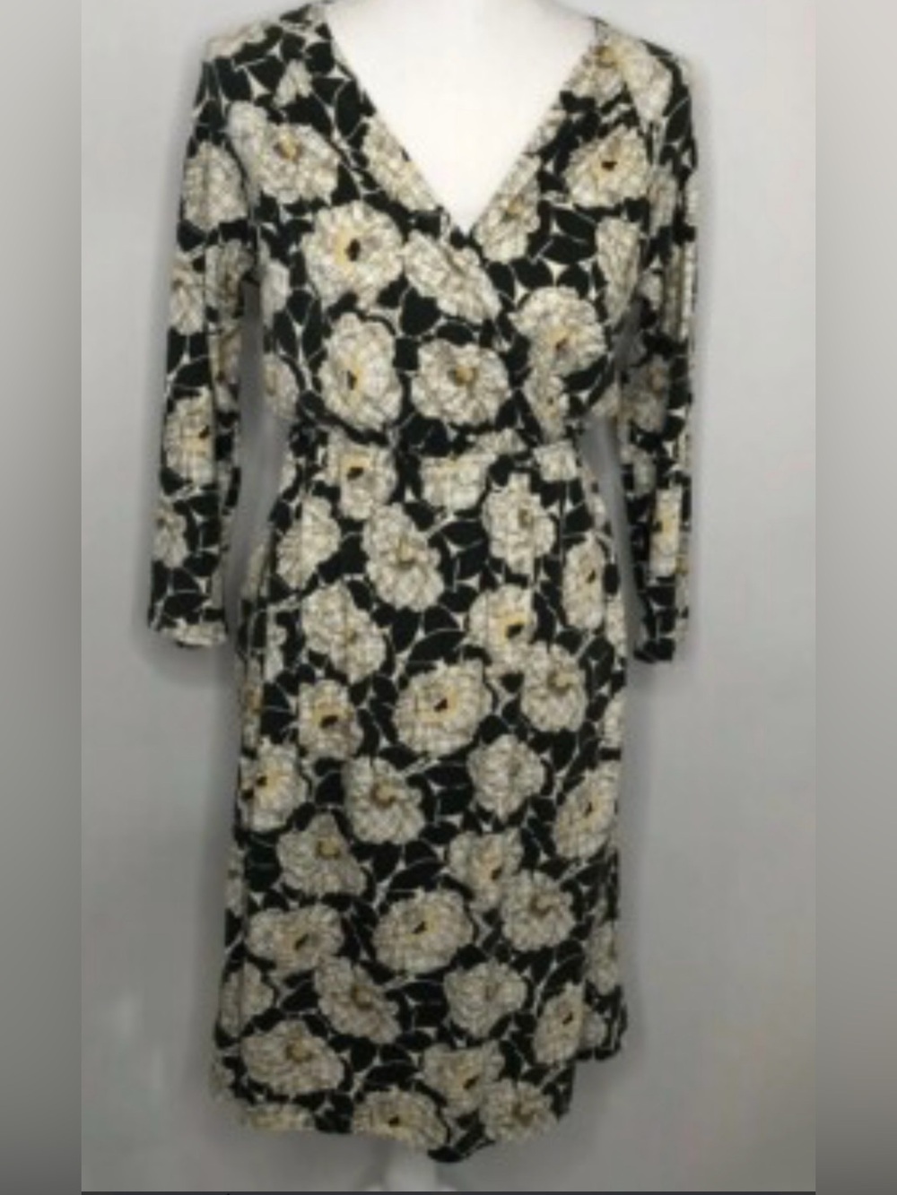 Floral green faux Wrap midi Dress